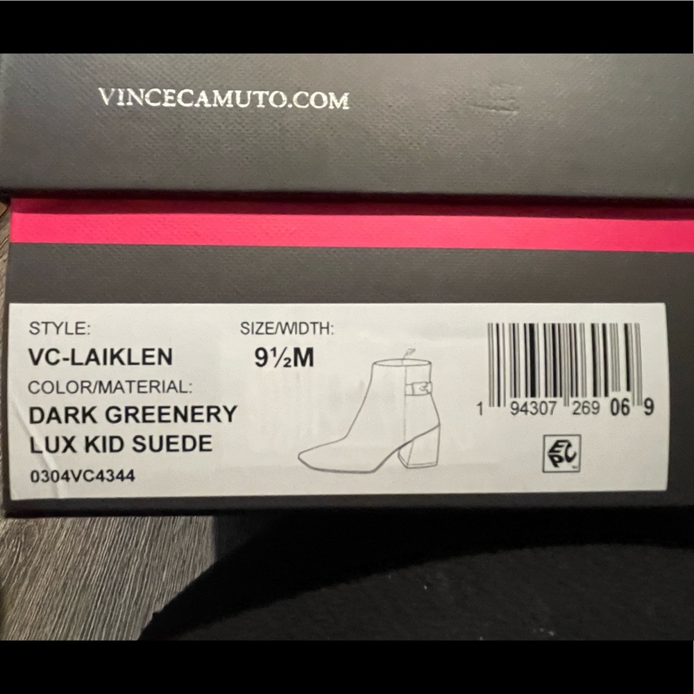 Vince Camuto Laiken Wedged-heel Ankle Bootie Green Lux Suede Sz91/2 NEW. IN BOX - Picture 3 of 13